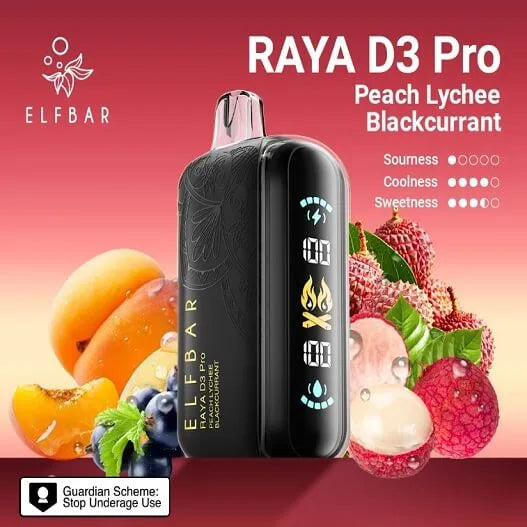 Elf Bar Raya D3 Pro 30 K – Peach Lychee Blackcurrant - Vape Shop Vijayawada