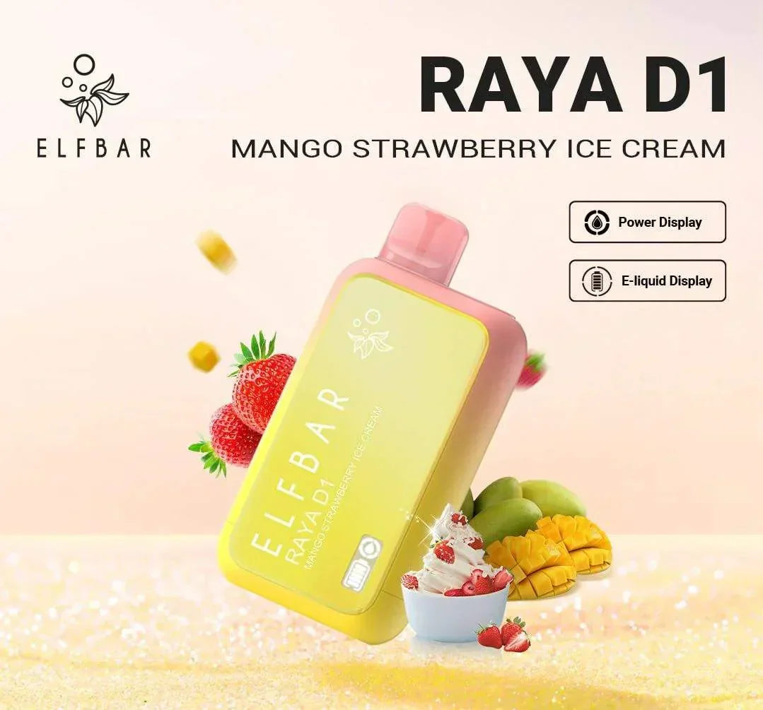 ELF BAR RAYA D1 – Mango Strawberry Ice Cream - Vape Shop Vijayawada